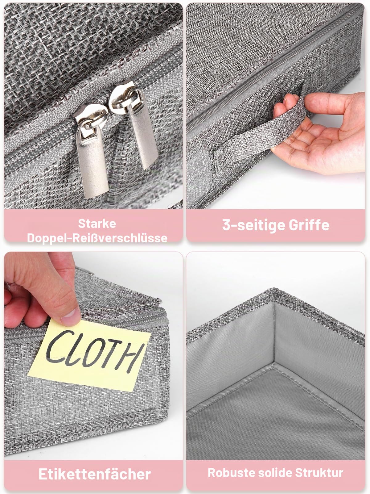 Unterbett-Aufbewahrungsbehälter mit niedrigem Profil, 10,2 cm hoch, Unterbettkommode mit starren Seitenwänden und Boden, flacher Kleideraufbewahrungsbehälter mit Deckel für Couch, Sofa, Schlafsaal, 2
