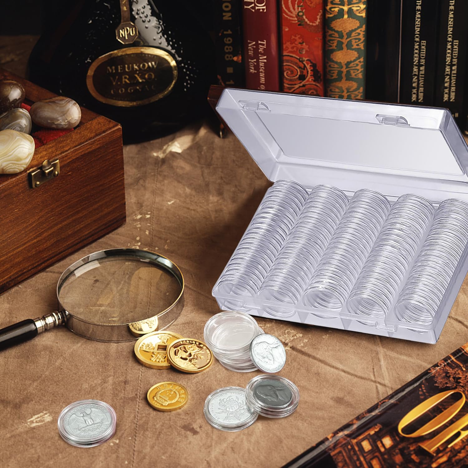 étui Protection Monnaie FORYNXHWIN Lot 100 Capsules Pièces 30mm 5 Tailles Joints Mousse - Protection Collection Monnaie 2 Euro Commemorativi