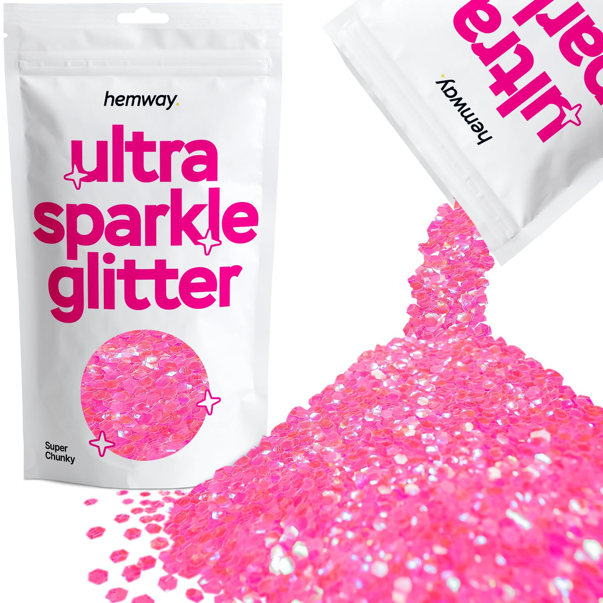 Hemway Ultra Sparkle Glitter Baby Pink Iridescent 100g Fine | Glitter for Arts & Craft, Makeup, Nail Art, Crafting, Card Making, Sparkle Decoration — view 21