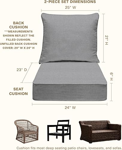 Vista 37 de Honeycomb - Asiento profundo para exteriores, 24 pulgadas de ancho x 23 pulgadas de profundidad, cojín para silla de exterior, rayas marfil y negro