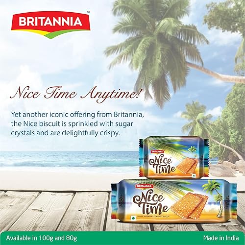 Miniatura 5 de BRITANNIA Nice Time - 2.8 onzas (2.82 oz) – Deliciosa galleta de coco crujiente – Snacks favoritos para el desayuno y la hora del té – Halal y