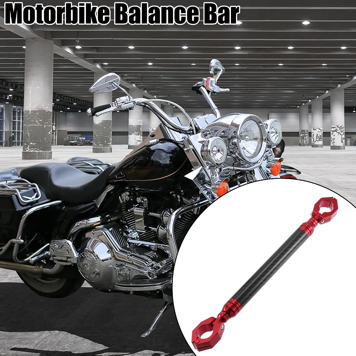 X AUTOHAUX Universal 22mm Aluminum Alloy Carbon Fiber Pattern Red Motorcycle Balance Bar Crossbar Handlebar Adjustable Motorbike Accessories image 2