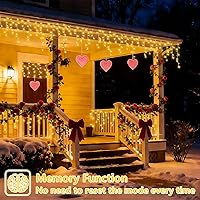 Vista 4 de YEGUO Luces de Carámbano LED de 33 pies 400 para Exteriores, 80 Gotas Luces de Carámbano de Navidad Conectables, 8 Modos Luces de Carámbano