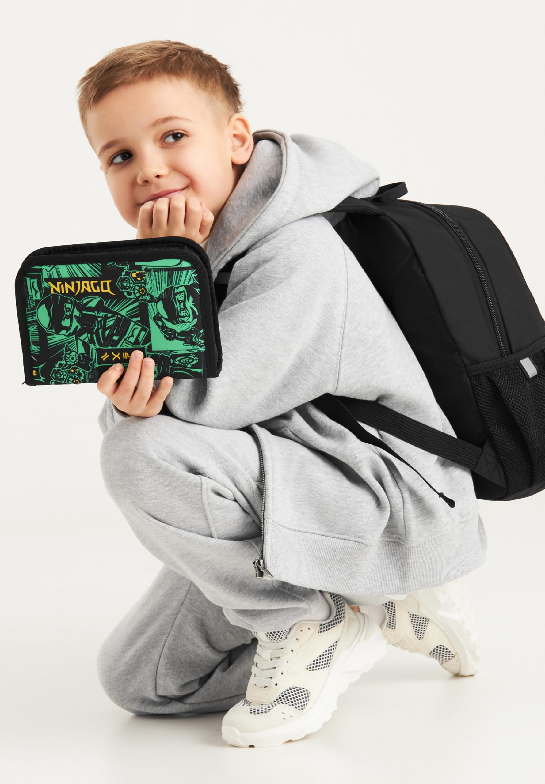 SKANDO BAGS LEGO® NINJAGO® Schulranzen Jungen 1. Klasse Set Green – 6-teilig LEGO NINJAGO Set mit Schulrucksack Jungen, Zusatzrucksack, Turnbeutel, Federmäppchen Junge, Geldbörse & Sporttasche