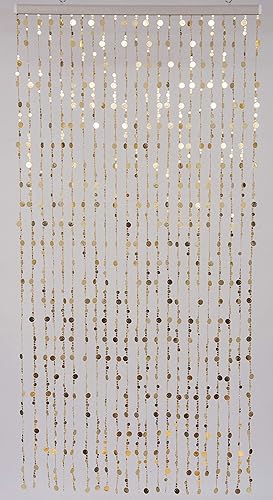 Miniatura 2 de FlavorThings Cortina de cuentas de burbujas doradas de 3 pies de ancho x 6 pies de largo, cortina de pared con flecos, ventana divisora de