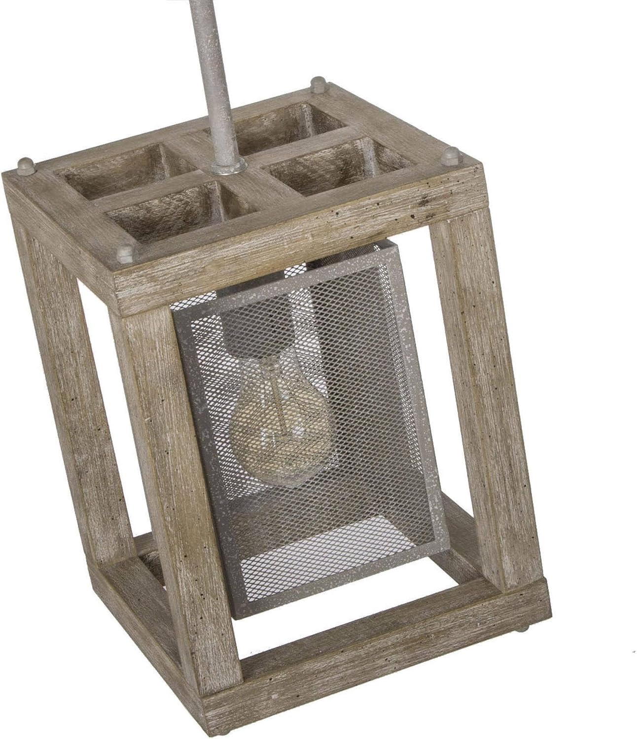 LOG BARN Farmhouse Pendant Lights Kitchen Island, 8'' Square Distressed Wood Pendant Light Fixtures, Rustic Kitchen Pendant Lighting Over Island