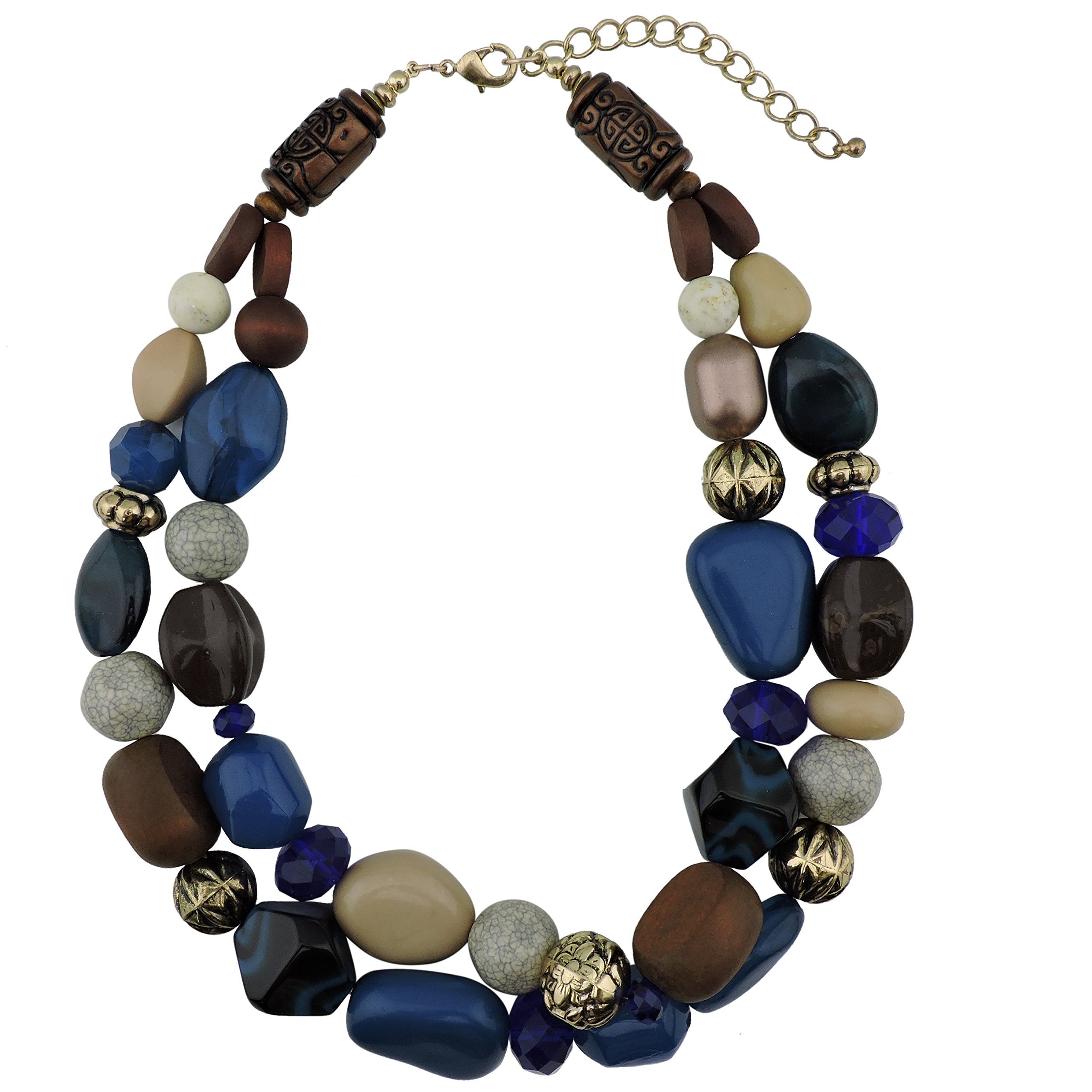 Bocar - Collana da donna con pietre voluminose su 2 fili, idea regalo (NK-10384)