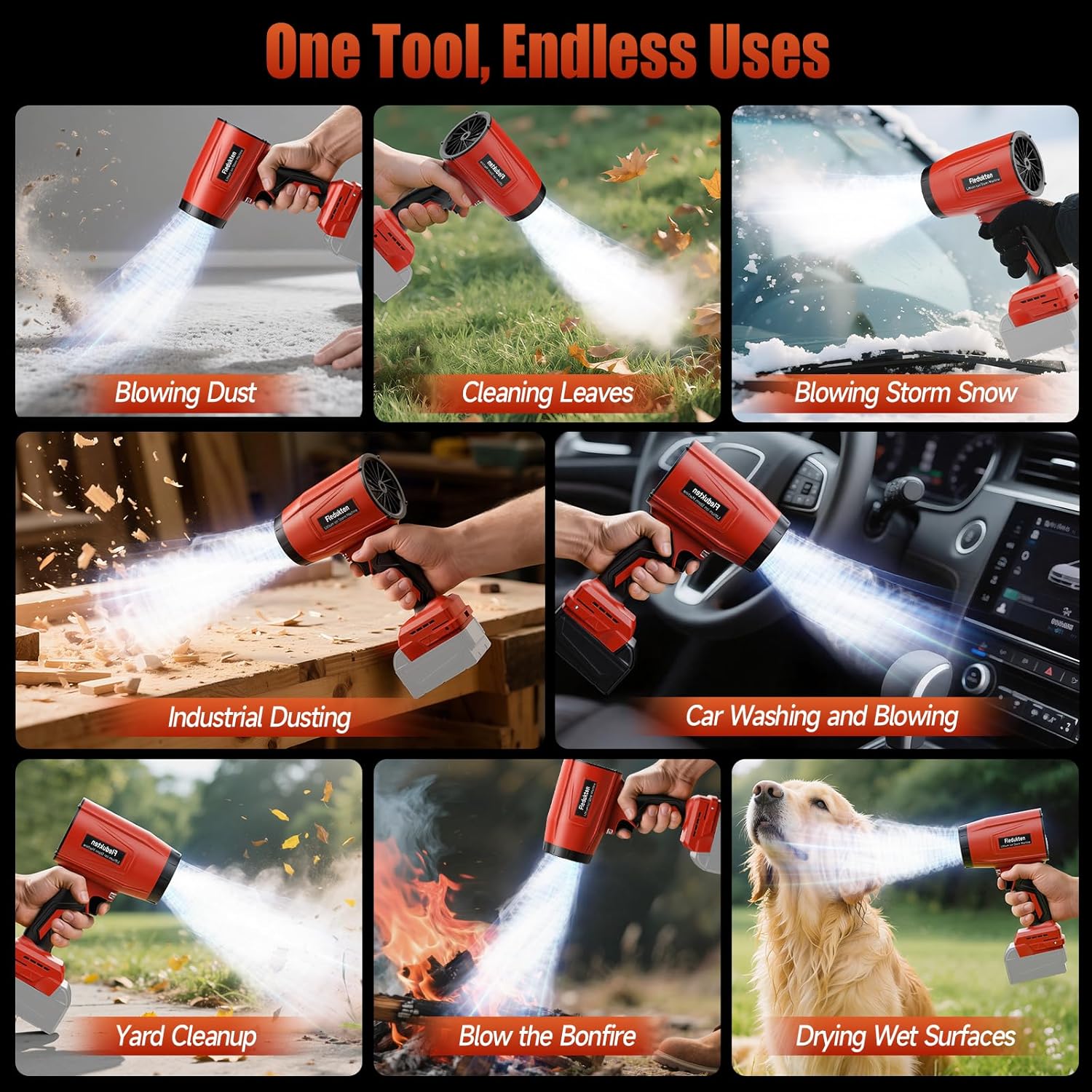 Cordless Leaf Blower Compatible with Milwaukee 18V Battery (Tool Only), 800,000 RPM Brushless Turbo Jet Blower up to 60m/s Airflow, Lightweight 1.5 lbs Handheld Dust Blower for Patio, Lawn & Garage