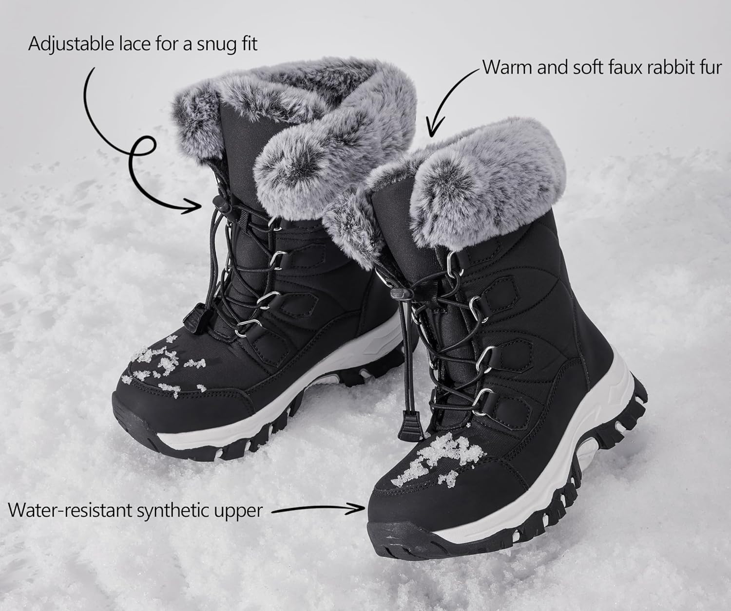 Women's Snow Boots Winter Warm Fur Lined Water-Resistant Outdoor Anti-Slip Boot - Image 2
