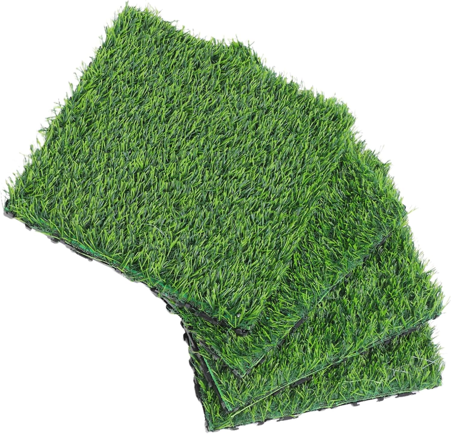 POPETPOP 4pcs Realistic Artificial Grass Rug Soft Faux Turf Mats for Use Green Grass Carpet for Projects Patios and Balconies
