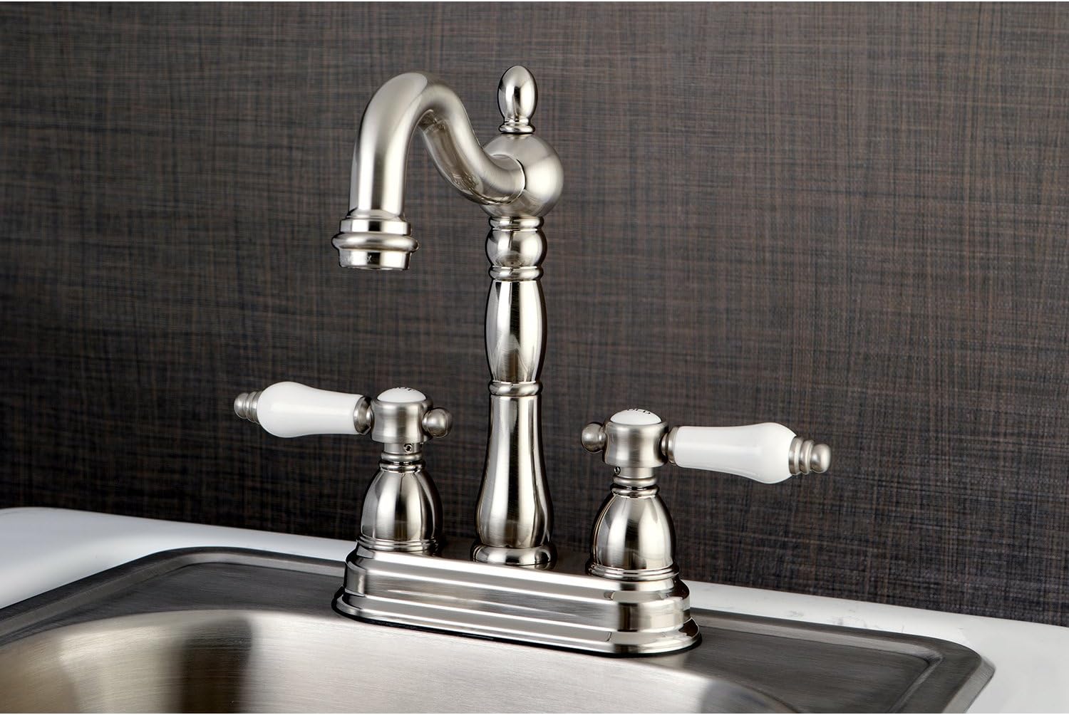 Kingston Brass KB1498BPL Bel Air 4 inch Centerset bar Faucet, 4-3/4 inch In Spout Reach, Brushed Nickel