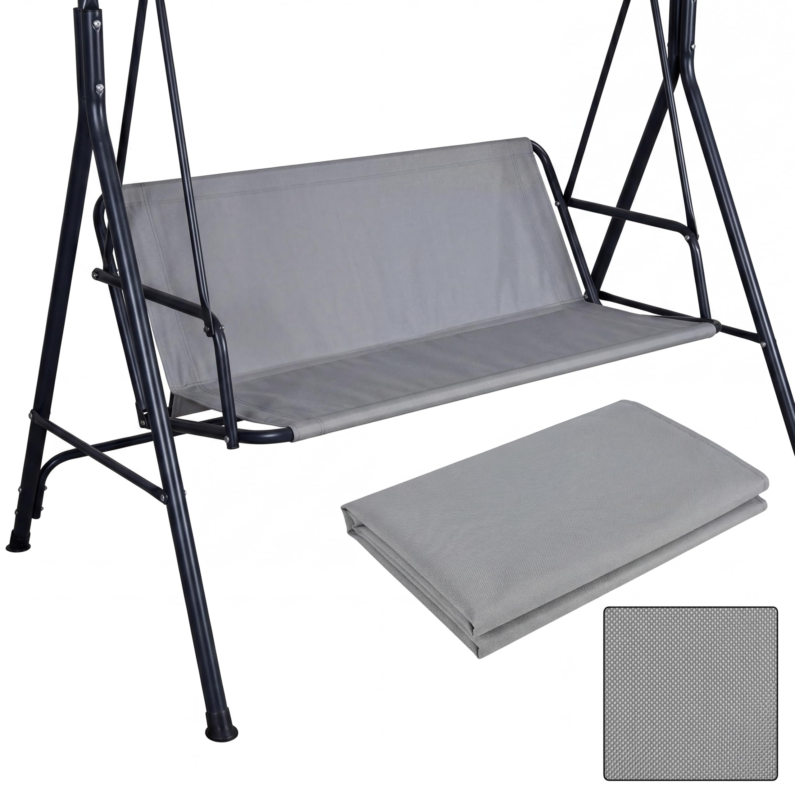Replacement Garden Swing Seat Cover, Swing Seat Parts for Garden Swing Chair, 600D Thickened Oxford Fabric Garden Swing Chair Cover for Outdoor Bench Patio Swing Chair Grey(127cm*48cm*52cm)