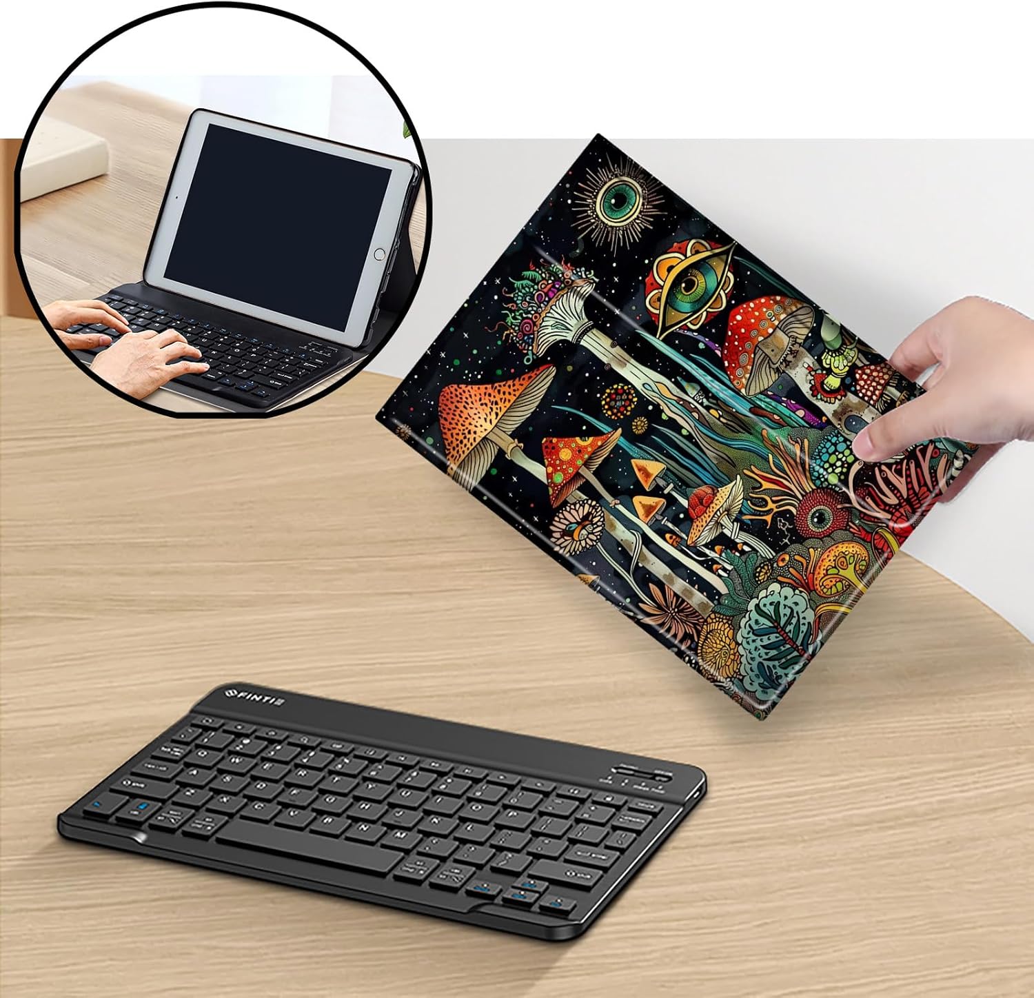 Keyboard Case for Amazon Fire Max 11 (13th Generation, 2023 Release), Detachable Wireless Bluetooth Keyboard and Auto Sleep/Wake Fire Max 11 Tablet Case with Keyboard, Mushroom