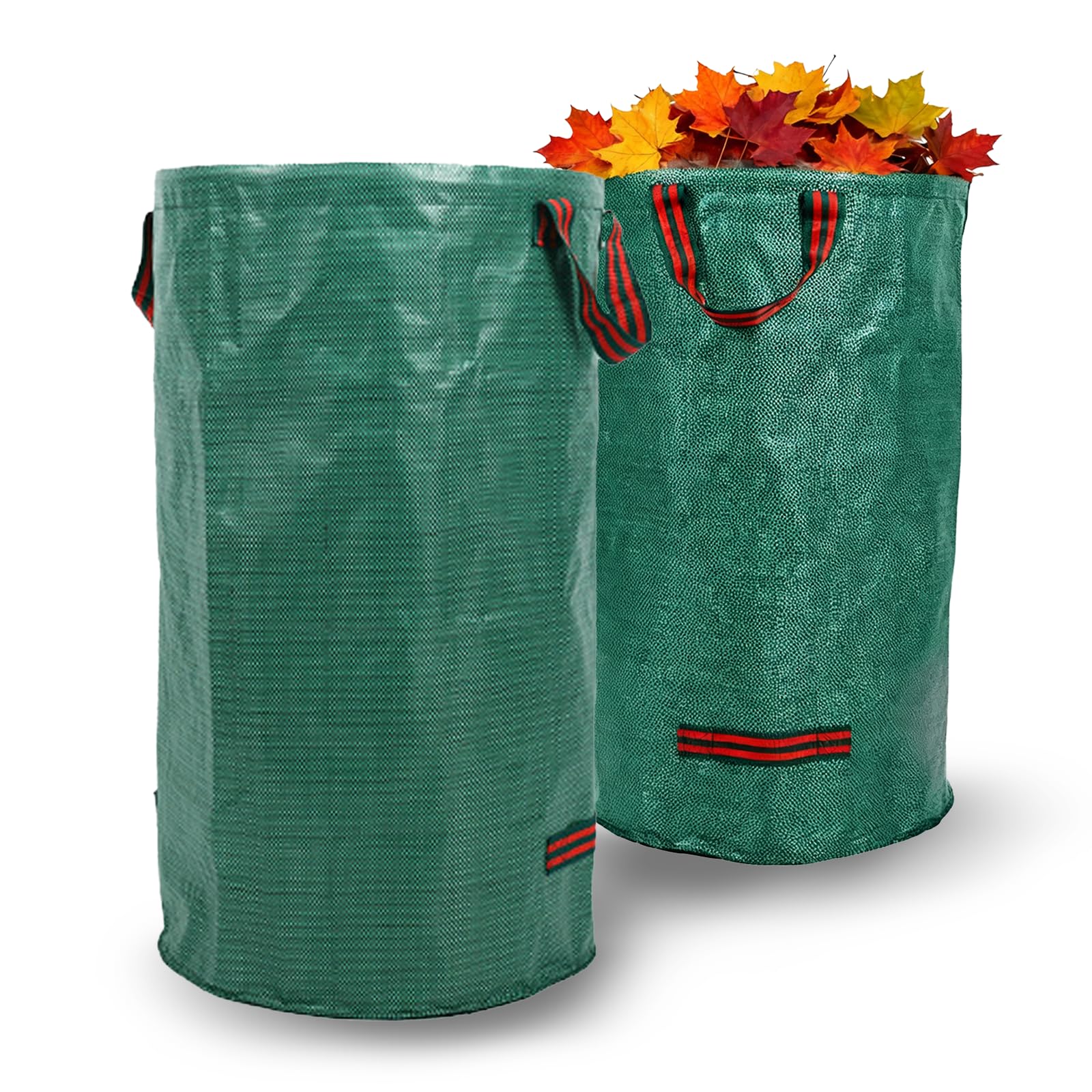 2 bolsas de basura de jardín con asa, 120 l, reutilizables, plegables, resistentes, para recoger basura de jardín, corte de hierba, hojas verdes