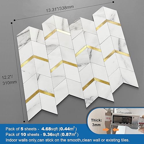 Miniatura 5 de MOFIT - Protector contra salpicaduras para cocina, panel de pared 3D para despegar y pegar, azulejos autoadhesivos para azulejos de baño,