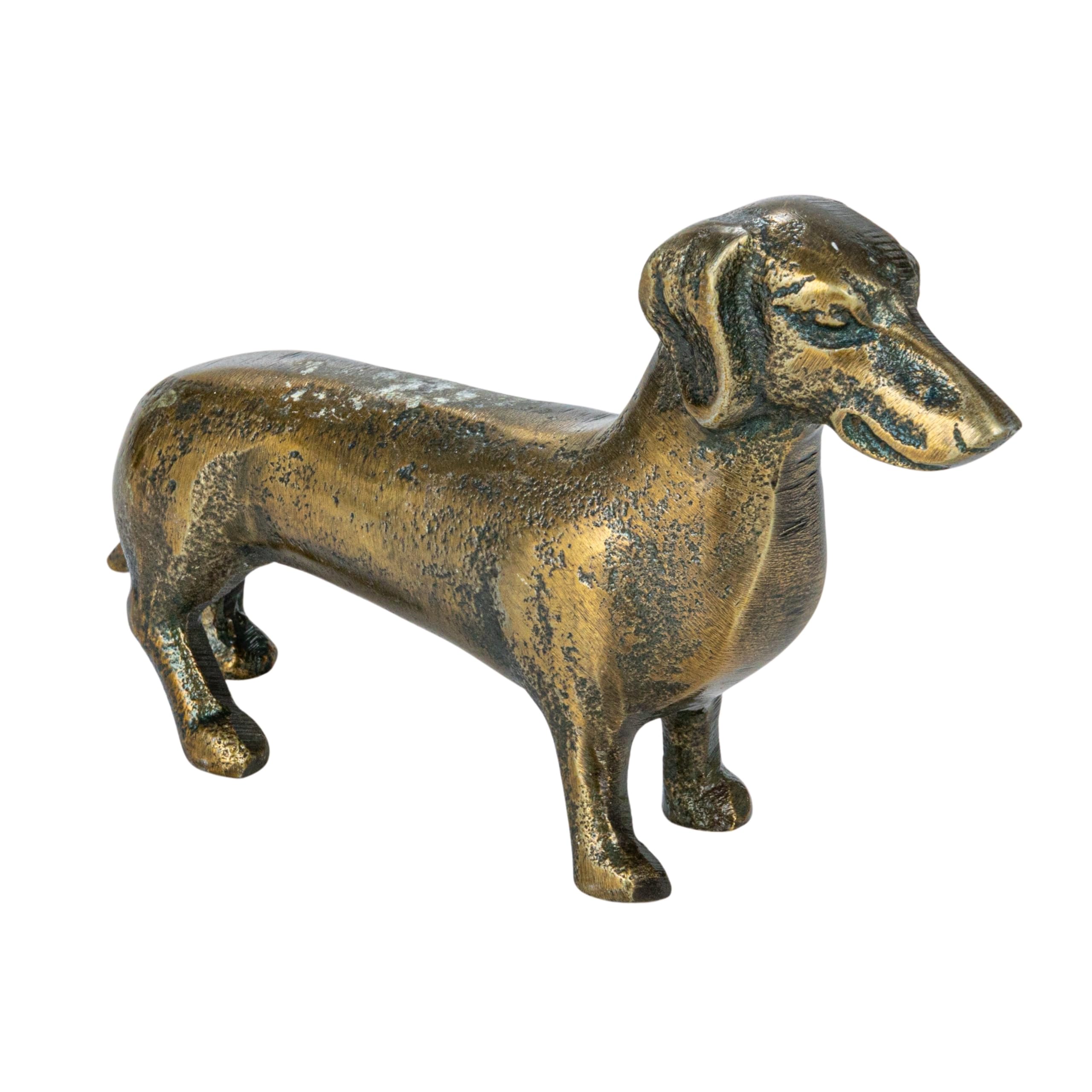 Creative Co-OpAntique Cast Aluminum Dachshund Accent Decor, Brass