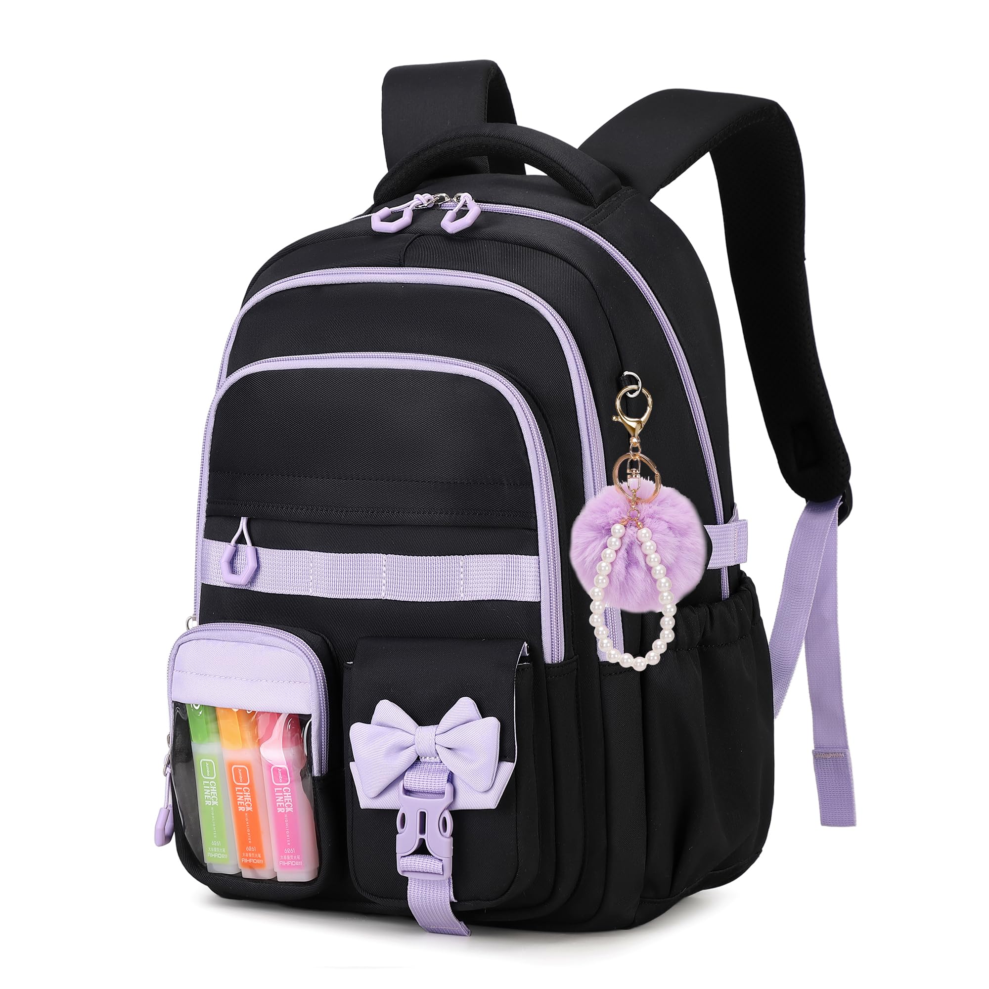 Sisipoet Cartable Fille Primaire, Sac à Dos Scolaire College Étanche Daypack pour Adolescentes, Cartable Kawaii à Carreaux pour Filles de 10 à 16 an pour les Voyages