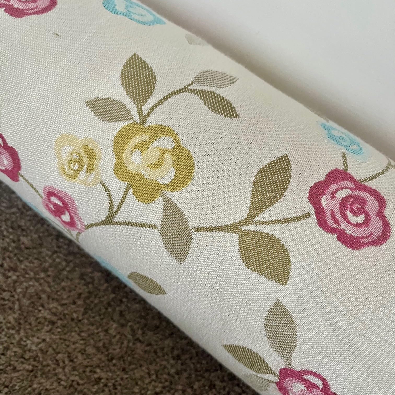 Snugglemore Draught Excluder Fabric Cotton Door Window Draught Cushion Guard Floral Designs (Rose Trellis Jacquard Bright)