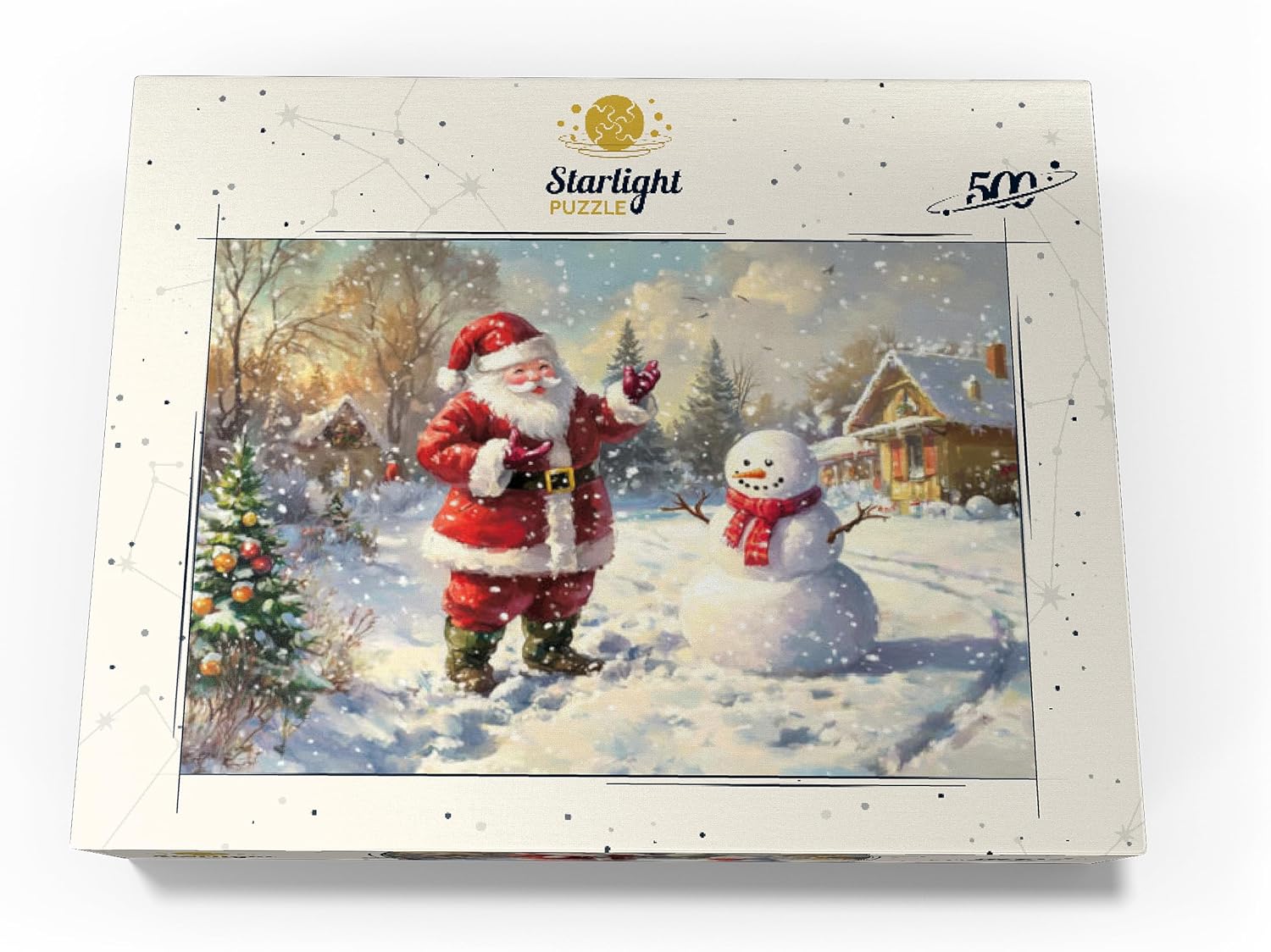 MyPuzzle Santa Claus and Snowman in Winter Scene - Premium 500 Piece Jigsaw Puzzle for Adults