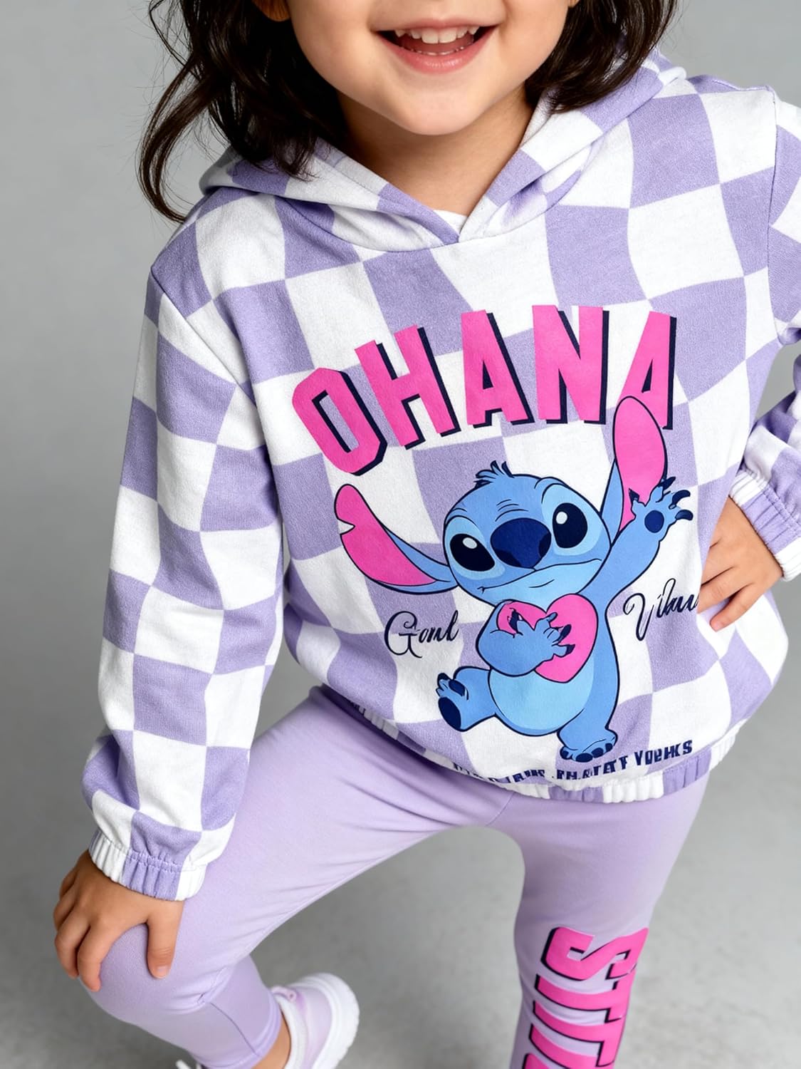 Disney Stitch Girls’ Fleece Hoodie and Jogger Pants Set, 2-Piece Outfit - Image 5