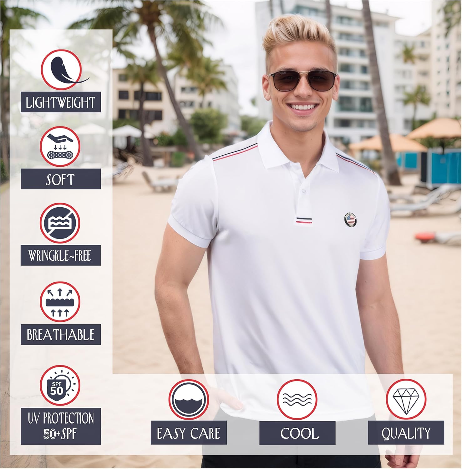 Albert Morris Men’s Short Sleeve Polo Shirts, Regular Fit, Moisture Wicking Performance Polyester, 4-Pack - Size M - Image 8