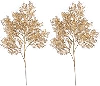 Vista 20 de CATTREE Plantas artificiales doradas, hojas de plástico doradas, paquete de 4 arbustos de hierba falsa, arbustos para el hogar, interior, exterior