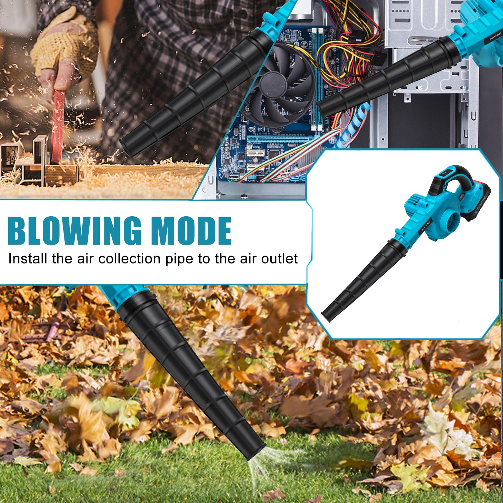 Soffiatore Foglie Senza Fili 21V - Aspirapolvere Da Giardino, Con Batteria E Caricabatterie - Foto 8