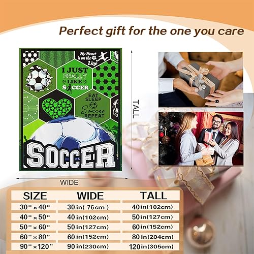 Miniatura 6 de Manta de regalo de fútbol, manta de franela suave y ligera para niños y niños, microfibra, 40 x 50 pulgadas