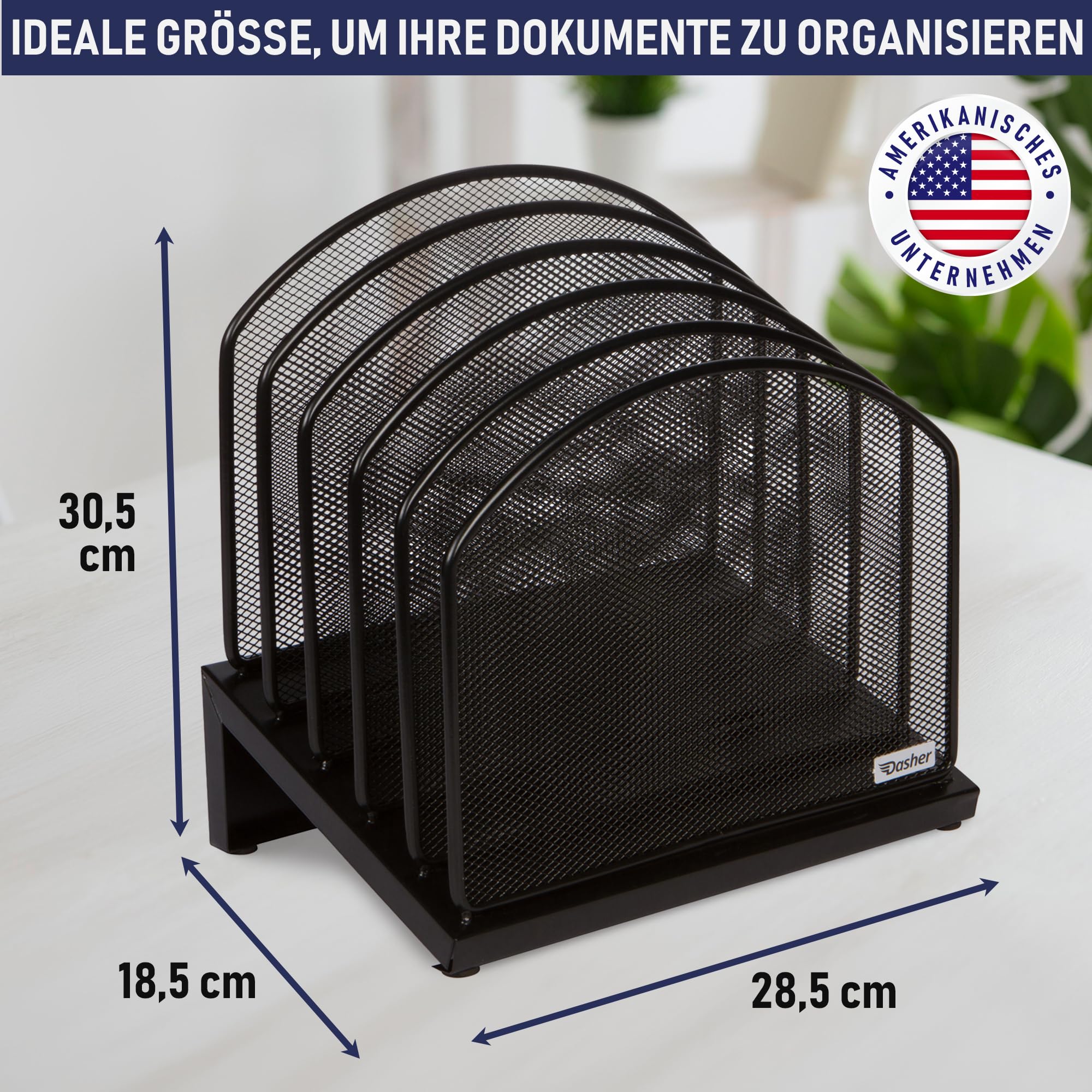 Dasher Products Inclined File Sorter Desk Organizer - Dateirack mit 5 aufrechten Abschnitten für Dateien, Ordner, Ordner für Zuhause, Büro, Schule und Geschäft
