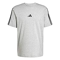 adidas Homme Essentials Three Stripes Single Jersey Tee, Medium Grey Heather/Black