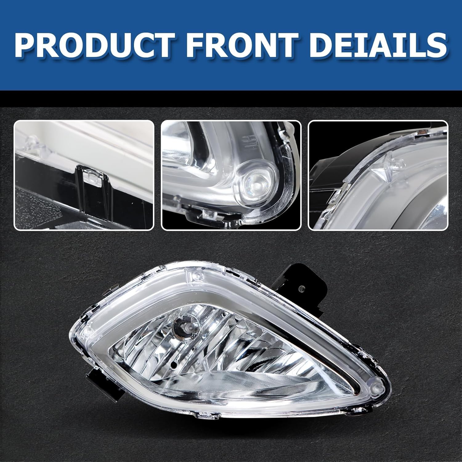 WFLNHB 1 Pair Fog Lights Assembly Replacement for Elantra 2011-2013 Clear Lens with Bulbs Wiring Harness & Switch Front Bumper Driving Lamps Fog Lights Assembly (Driver & Passenger Side)