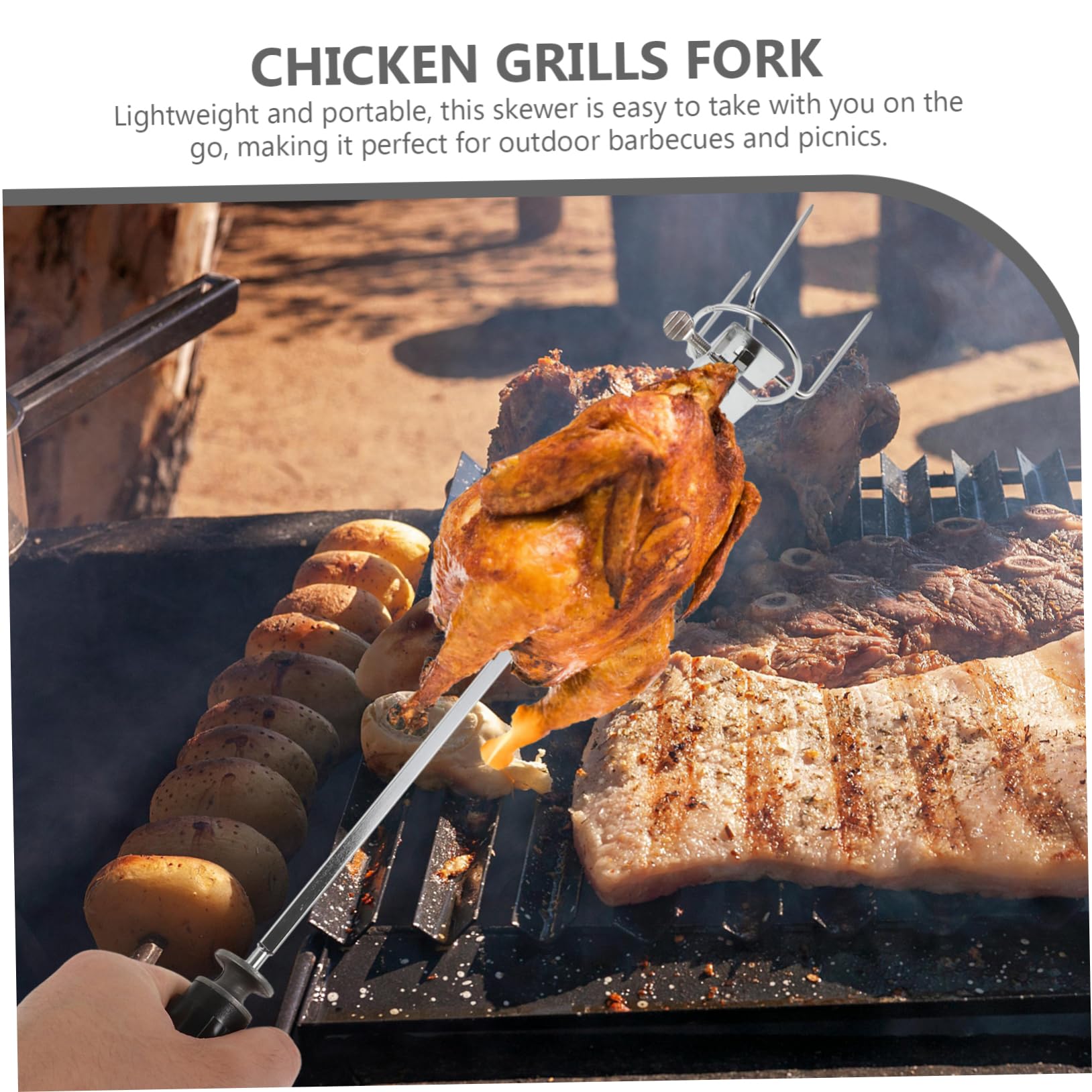 VANZACK 2sets Forchette Bbq Inossidabile Per Arrosti e Accessorio Per Grigliate All Per e Friggitrici Ad