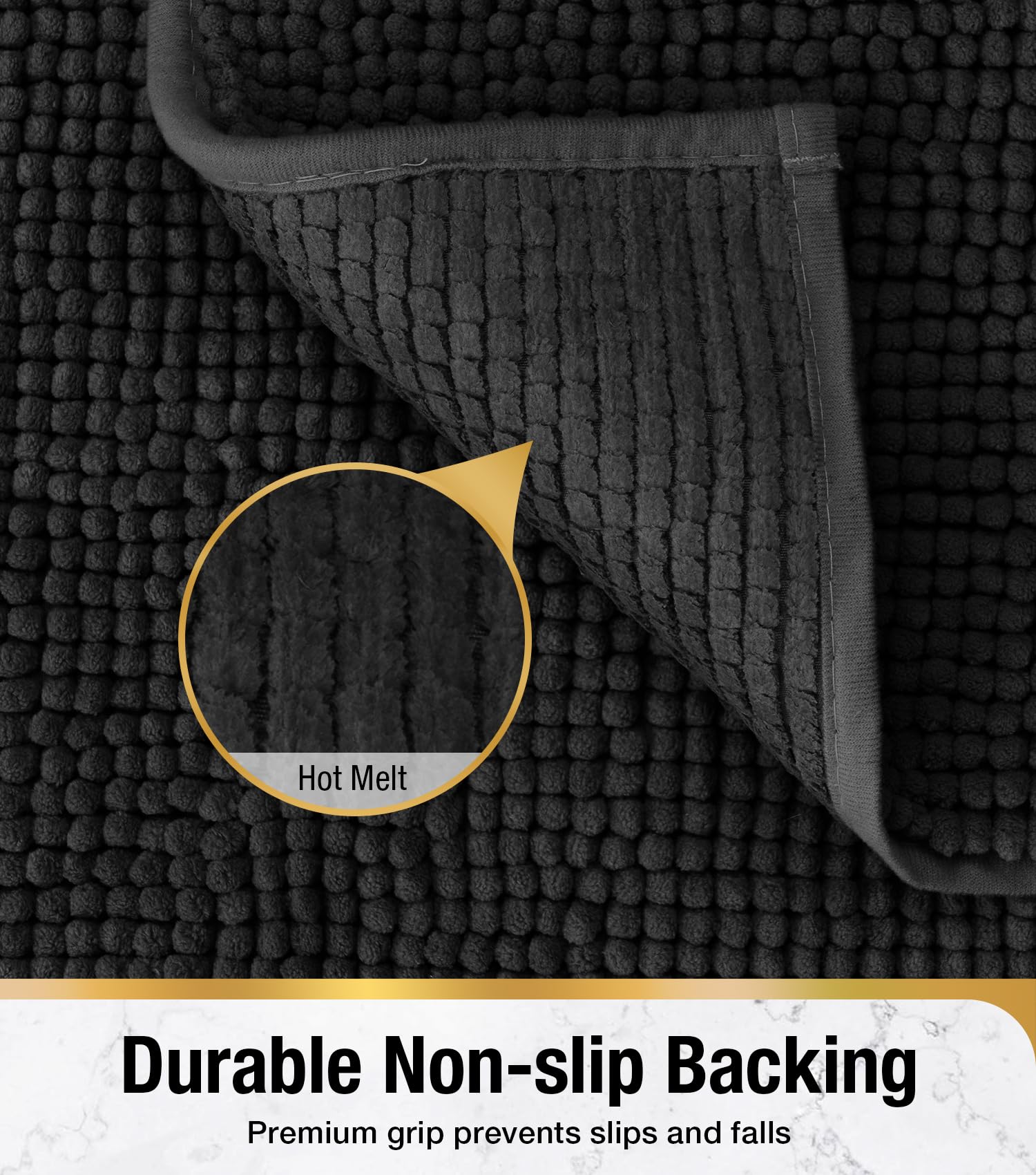 HITSLAM Chenille Bath Mat Non Slip Anti Mould, 60x40cm Ultra Soft Bathroom Mat - Image 3