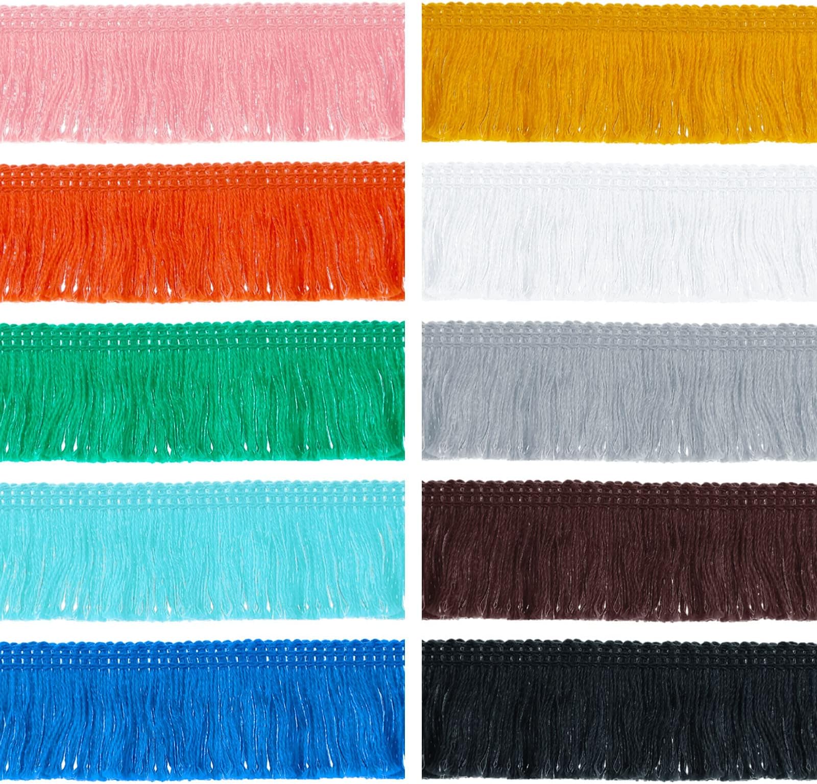 Syhood 10 Rolls 30 Yards 25 mm Wide Fringe Tassel Trim, Lace Ribbon Fringe Trim Lace for Sewing Crafts Clothing, Curtains(Colorful)