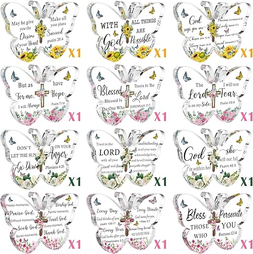 Miniatura 5 de Pinkunn 12 piezas de regalos cristianos de acrílico, regalos religiosos para mujeres, regalos inspiradores con versículos de la Biblia y oraciones,