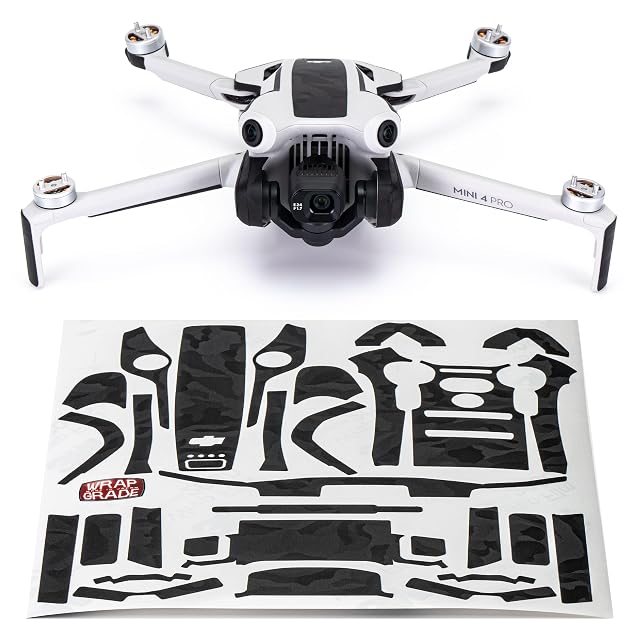 Wrapgrade Skin Compatible con DJI Mini 4 Pro - Accent Color (Black Bumpy Camo)