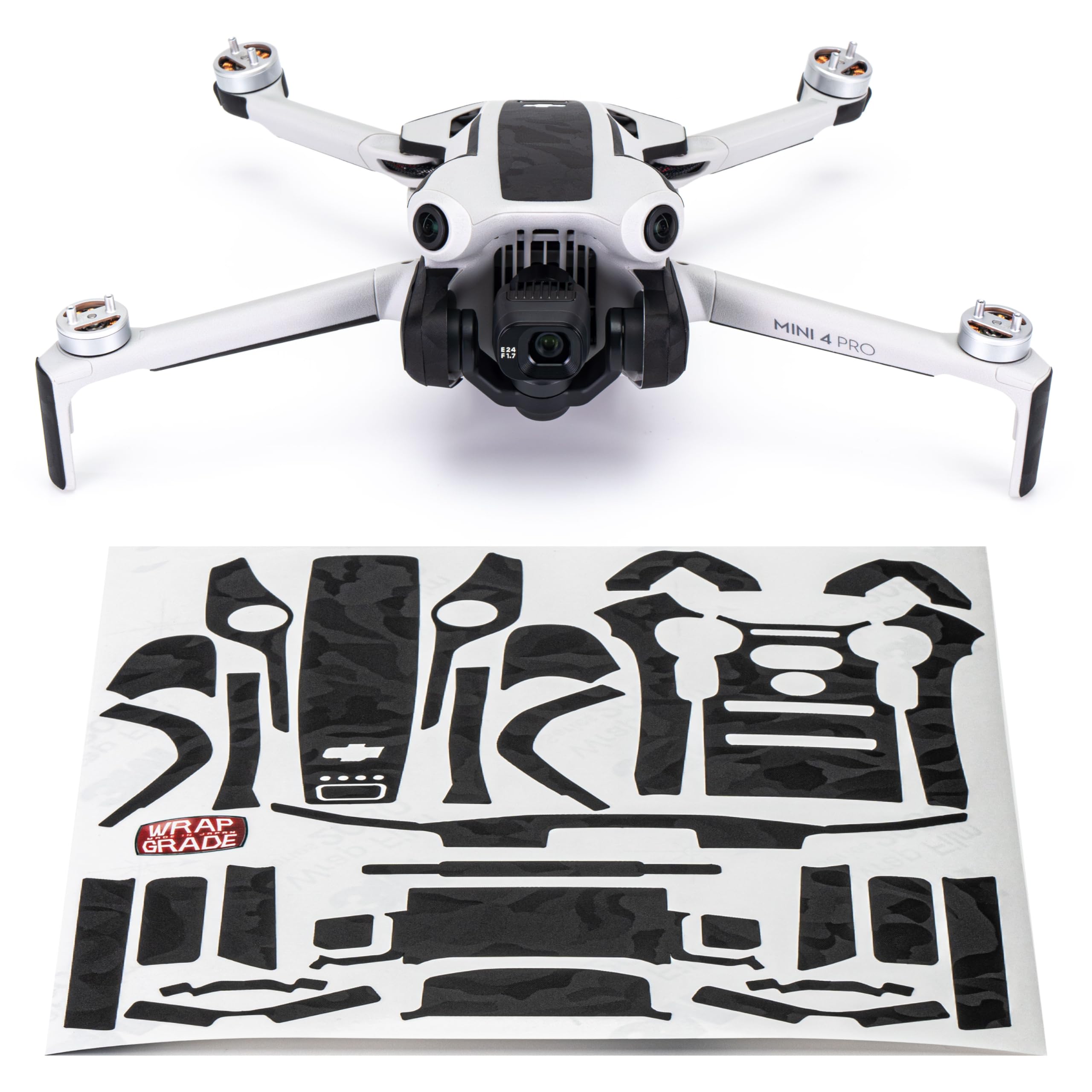 WRAPGRADE Skin Stickers Compatible with DJI Mini 4 Pro, Black Bumpy Camo