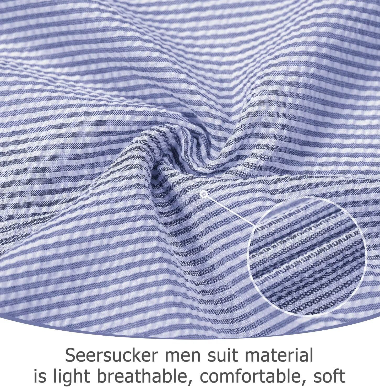 Seersucker Slim Suits for Men Formal Casul Summer Beach Wedding Grooms 2 Piece Blazer Pants Party Striped Suit Sets - Image 5