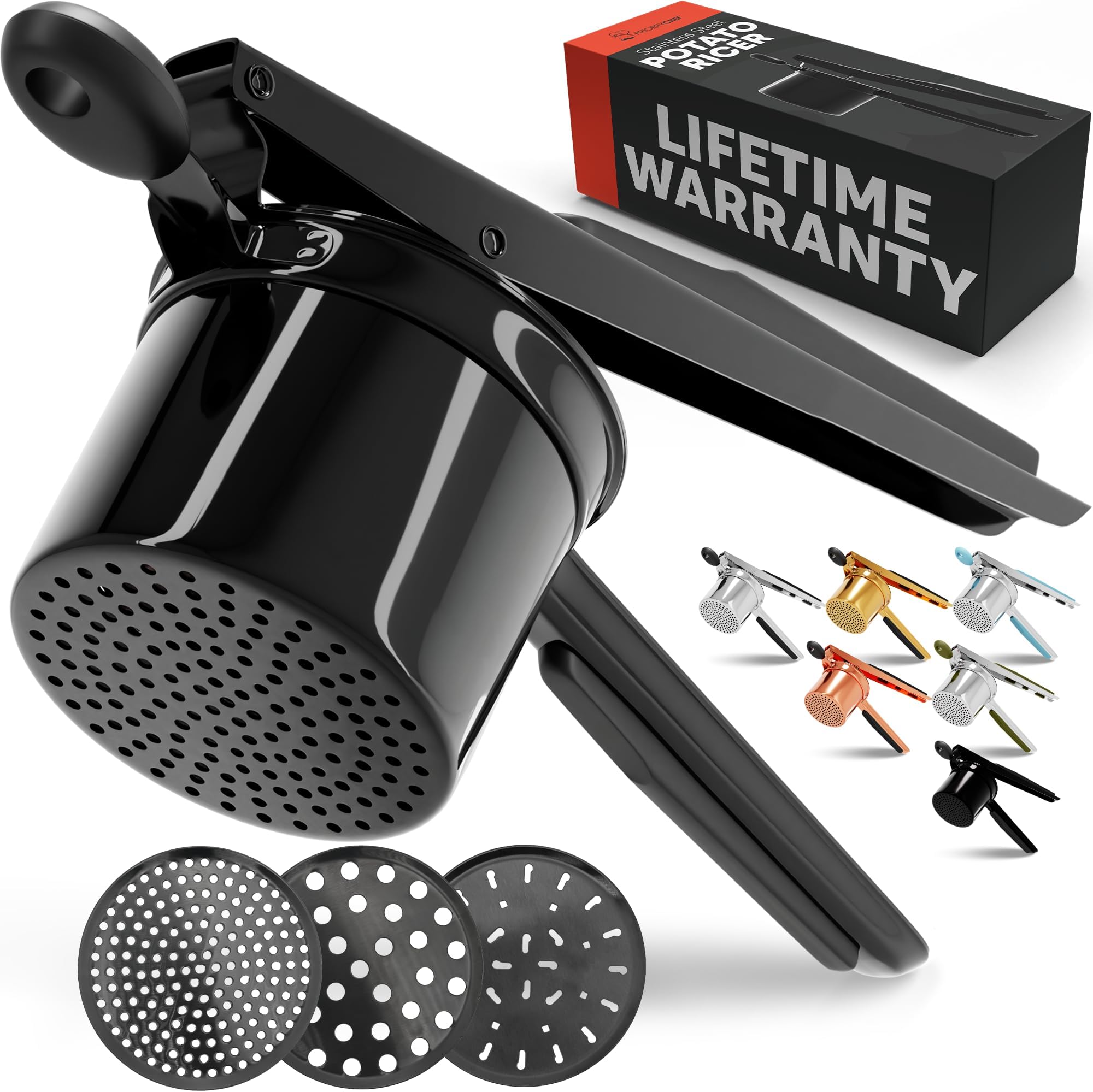 SERENLUX Large Stainless Steel Potato Ricer, Press and Mash Gadget for Mashed