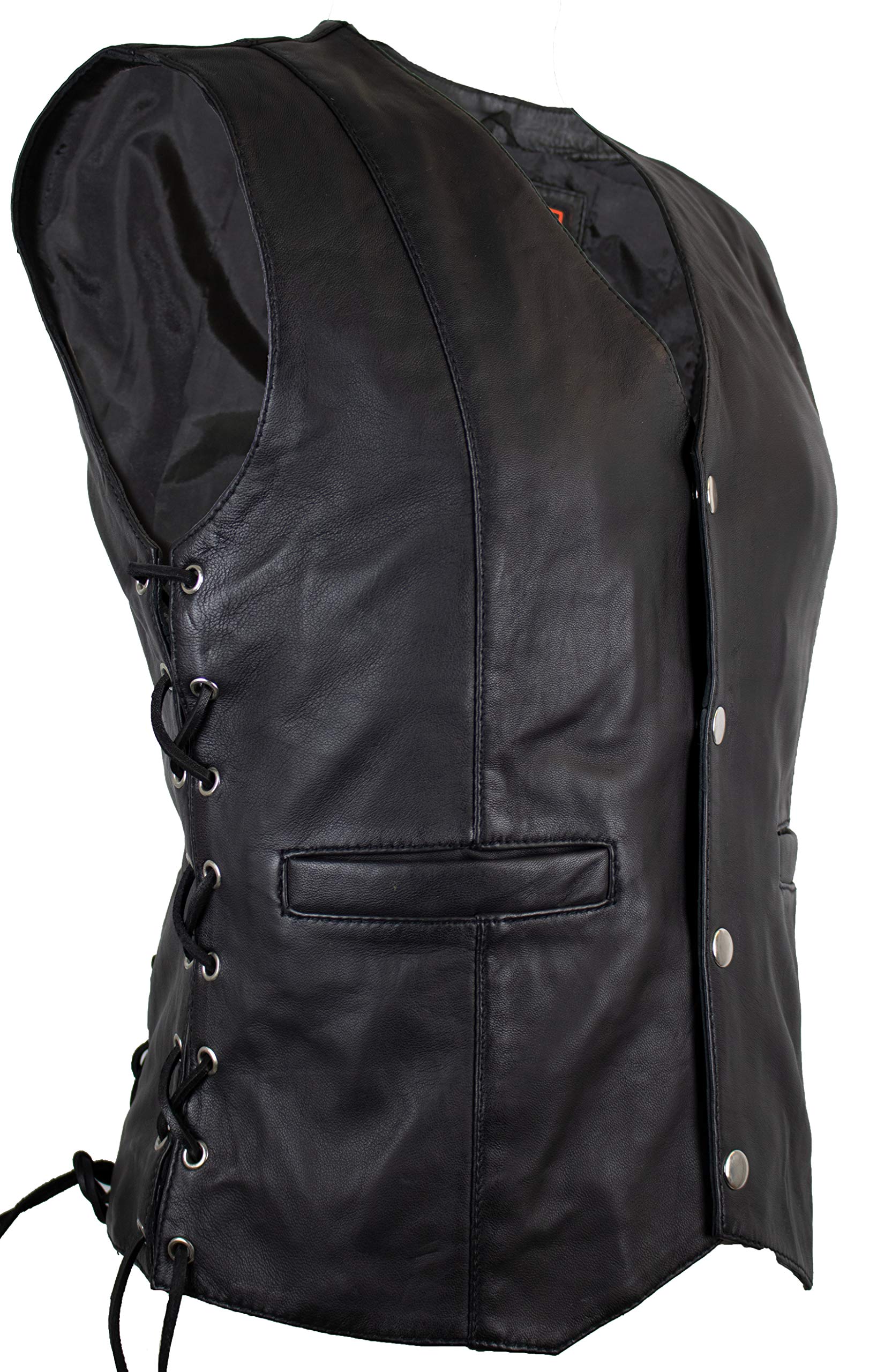 Damen Biker Lederweste mit Druckknöpfe