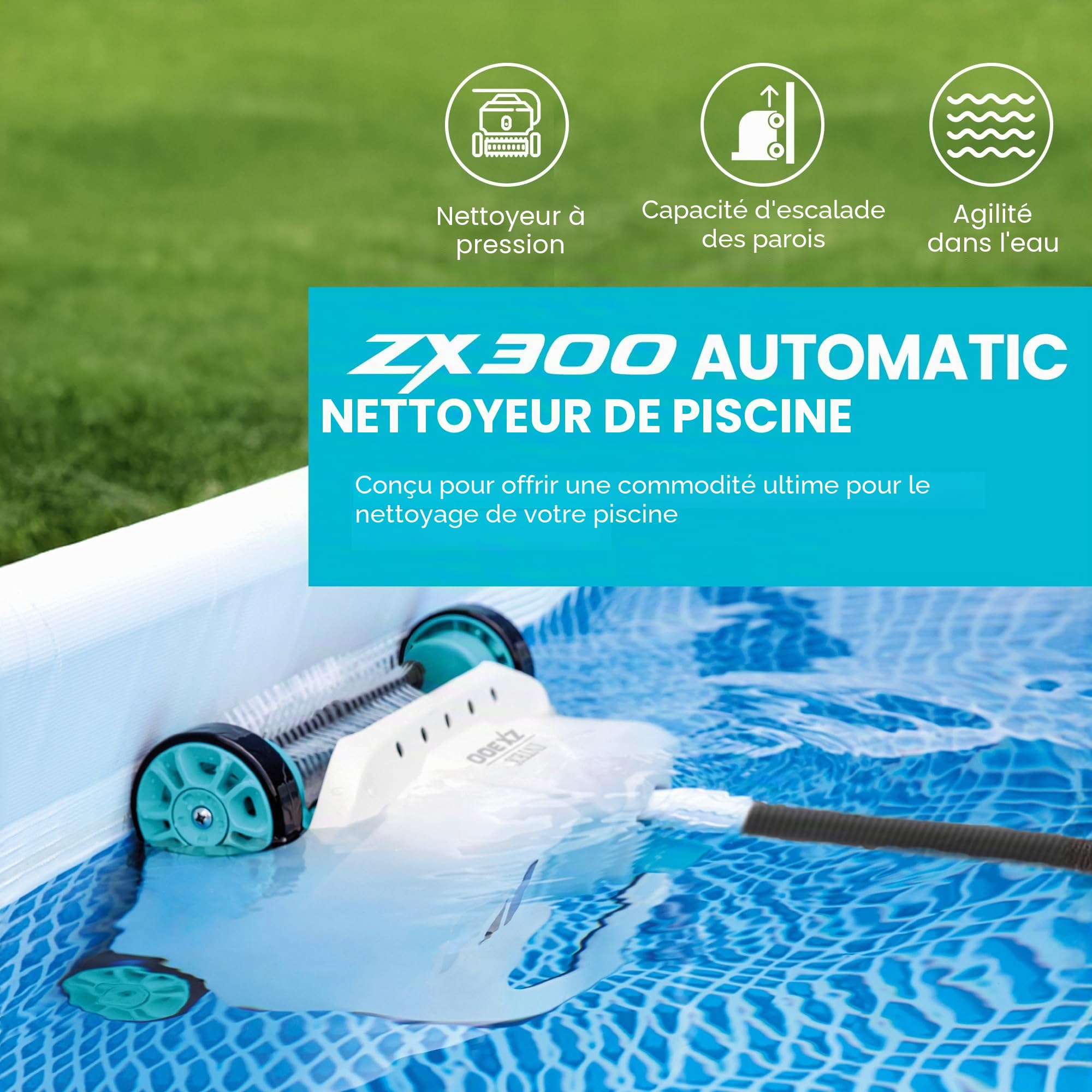 Intex 28005E ZX300 Deluxe Nettoyeur Automatique de Piscine, Gris