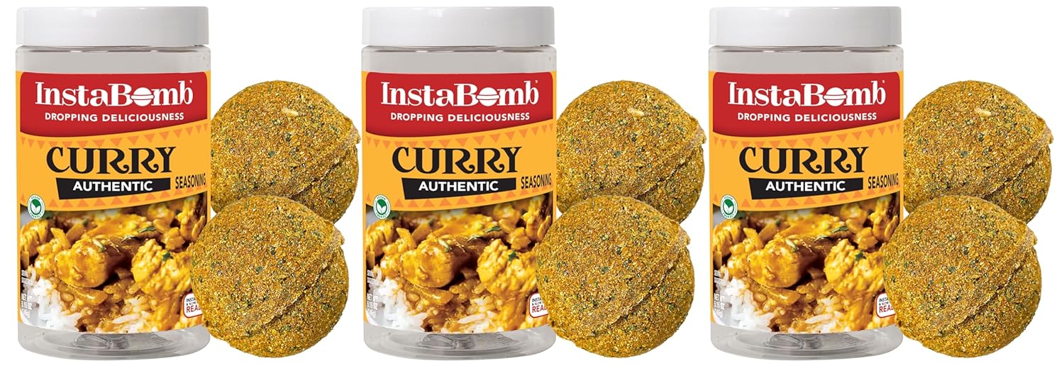 Curry Bombs, Delicious Spice Rich in Traditional Flavor, Pre-Measured Seasonings blended with Authentic Spices and Herbs. Vegan Friendly (2 Curry Bombs Per Jar) (3-Jars)