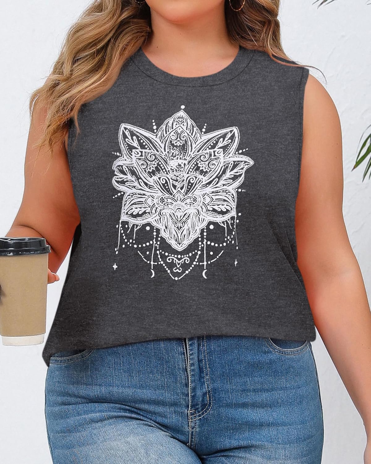 JOELLYUS Women Plus Size Tank Tops Summer Sleeveless Top Crew Neck Casual Blouse Oversized Shirts - Image 5