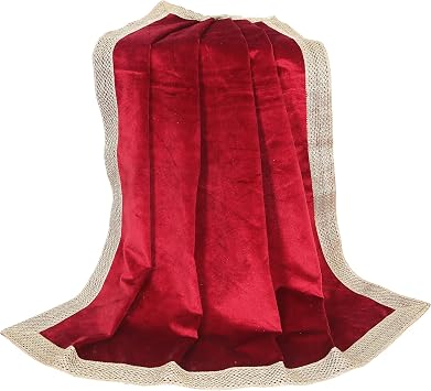 Indian Consigners Small Solid Color Velvet Cloth for Multipurpose Use Red