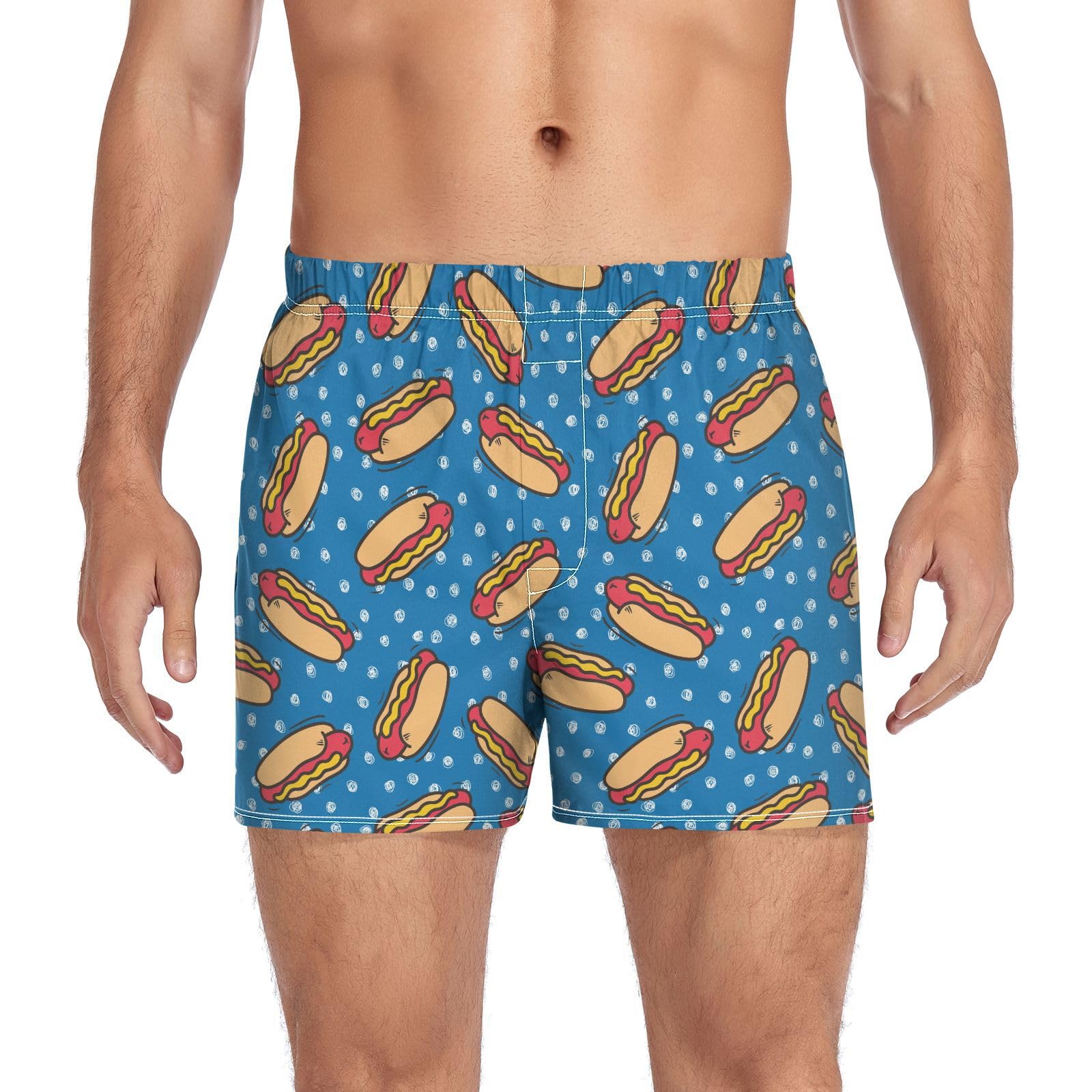 Men's Boxer Shorts Cotton Loose Underwear with Button Fly
