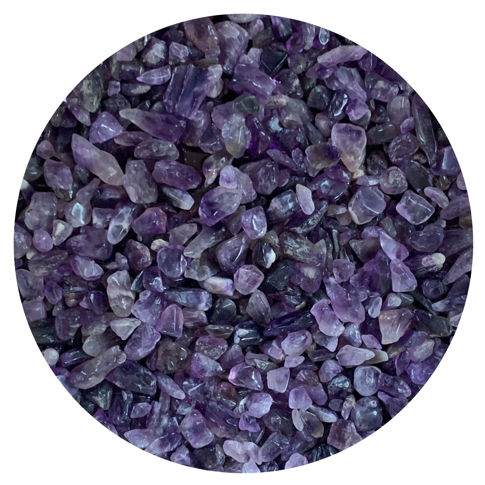 GAF TREASURES 2 oz Lot Natural Semi Amethyst Tumbled Gemstone Chips, Crushed Mini Crystals, Undrilled Crystal Chips (Amethyst)
