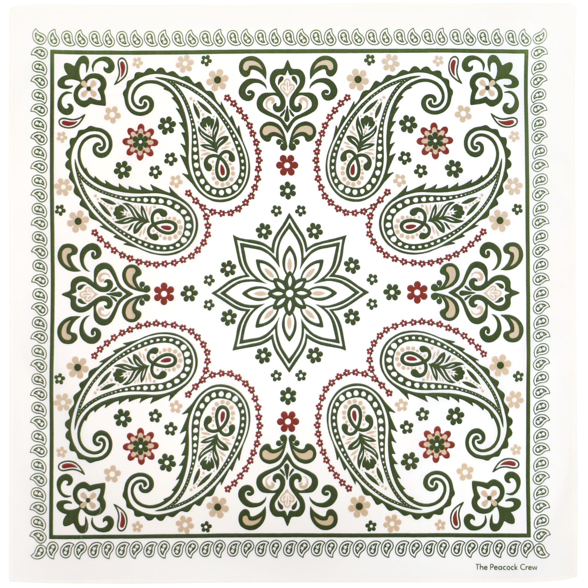 The Peacock Crew Premium Soft Cotton Designer Bandana for Men and Women 22x22 in