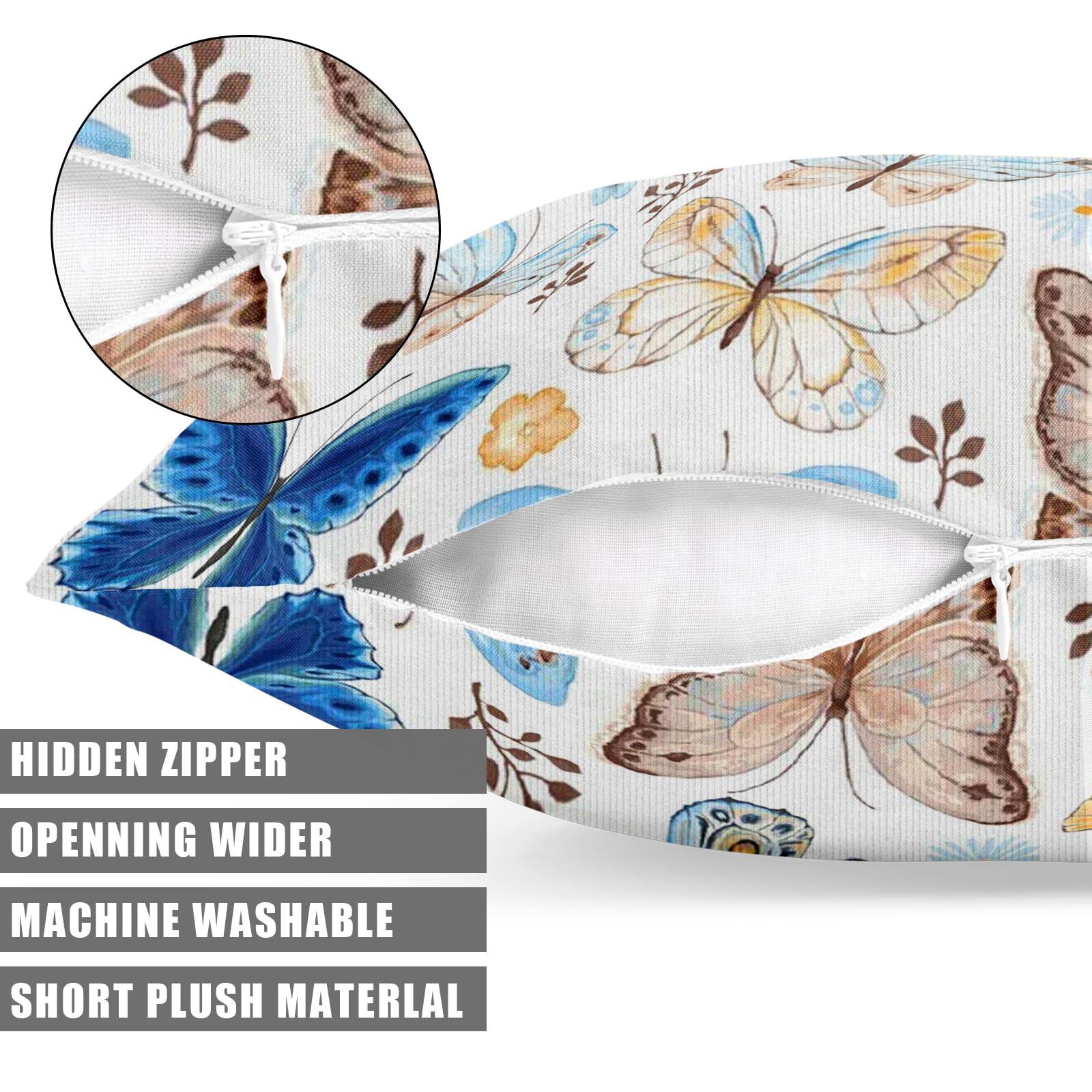XPHZZL Cushion Covers Set of 2 Pack 40 x 40 cm Soft Animal Butterfly Decorative Throw Pillow Cases Cute Pillow Cover for Sofa Bed Garden Outdoor Decor with Invisible Zipper Pillow Covers - Image 4
