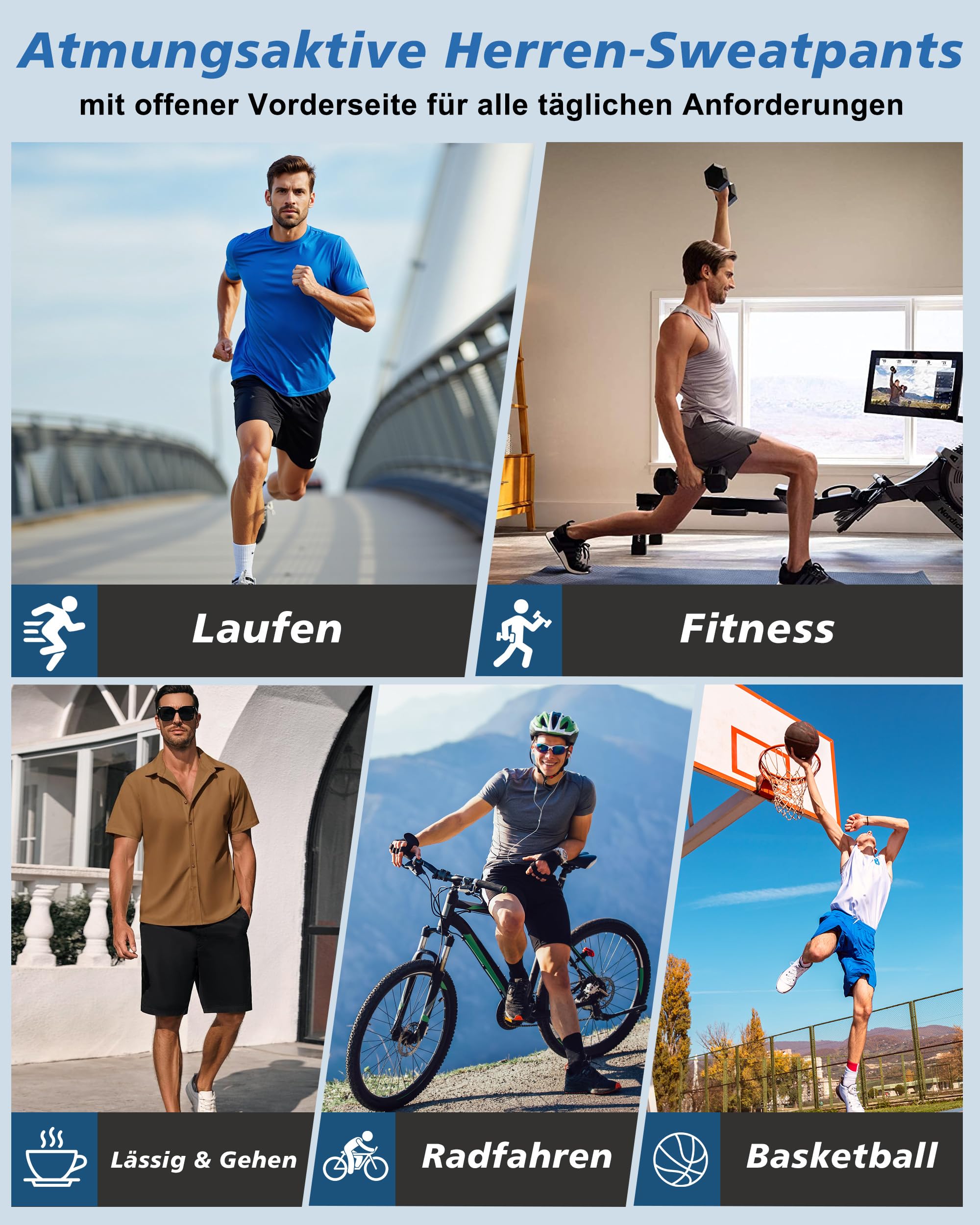 Zoofly Lot de 2 Pantalons de Sport Courts Hommes Short de Sport d'été avec Poches zippées Pantalon élastique Football Fitness Tennis Hommes