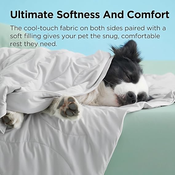 Bedsure Premium Cooling Blanket for Medium Dog - Q-MAX>0.5, Breathable Summer Washable Cold Pet Throw Blanket, Soft Durable Self Cooling Cat Mat for Hot Weather, Pearl Grey, 30x40